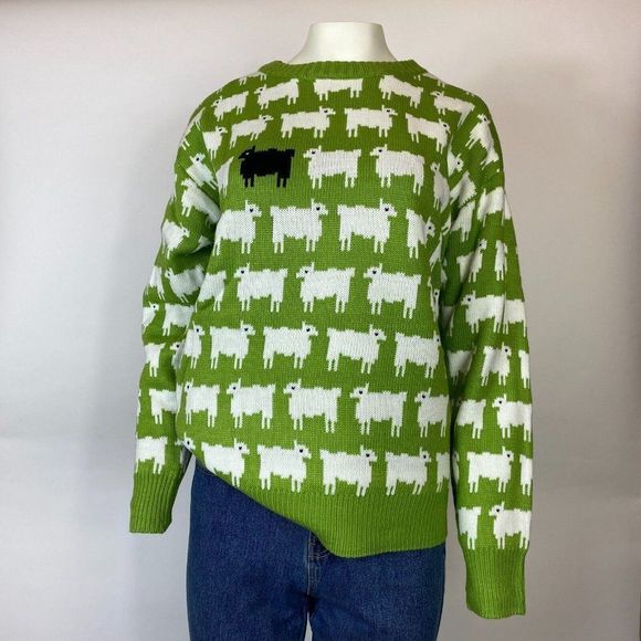 Rowing Blazers Sweaters - PRINCESS DIANA GREEN SWEATER BLACK SHEEP INSPIRED